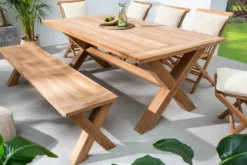Wetterfester Gartentisch EMPIRE TEAK 180cm Teak Massivholz Outdoor Esstisch