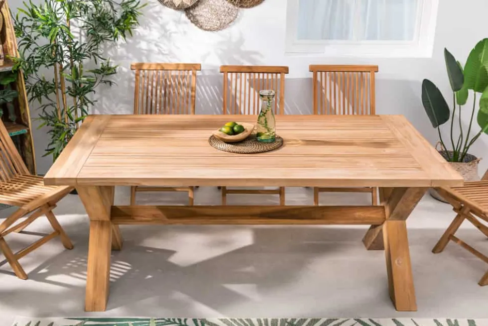 Wetterfester Gartentisch EMPIRE TEAK 160cm natur Teakholz Massivholz Outdoor-Esstisch