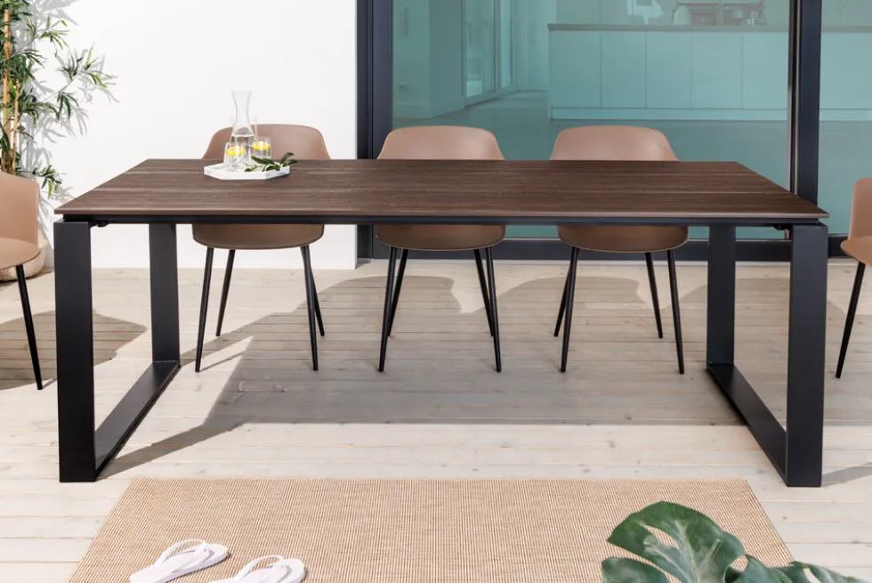 Wetterfester Gartentisch FLOATING 210cm braun schwarz Aluminium Outdoor Esstisch modern