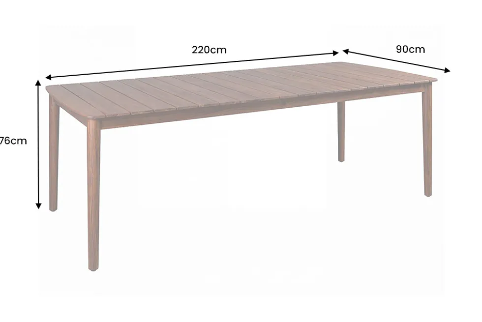 Wetterfester Gartentisch KOPENHAGEN 220cm braun Akazie honey finish Massivholz Outdoor