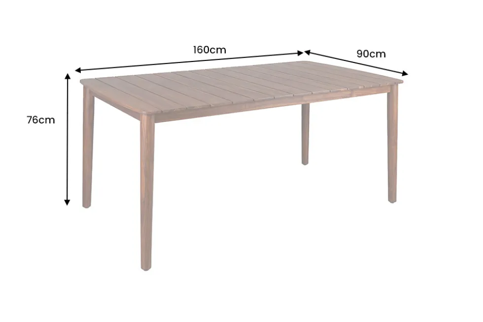 Wetterfester Gartentisch KOPENHAGEN 160cm braun Akazie honey finish Massivholz Outdoor