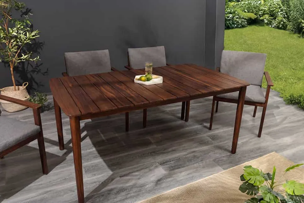 Wetterfester Gartentisch KOPENHAGEN 160cm braun Akazie honey finish Massivholz Outdoor