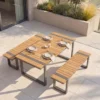Wetterfester Gartentisch TAMPA LOUNGE 125cm grau natur Aluminium Metall Holz-Design Outdoor