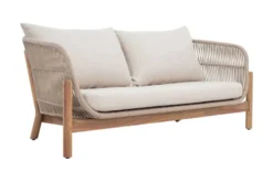 Wetterfestes Gartenlounge Set ROPE natur beige Akazienholz Aluminium inkl. Tisch Sitzpolster