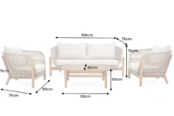 Wetterfestes Gartenlounge Set ROPE natur beige Akazienholz Aluminium inkl. Tisch Sitzpolster