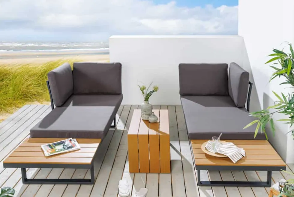 Wetterfestes Gartenmöbel Set IBIZA MODULAR LOUNGE 250cm anthrazit Aluminium inkl. Sitzpolster