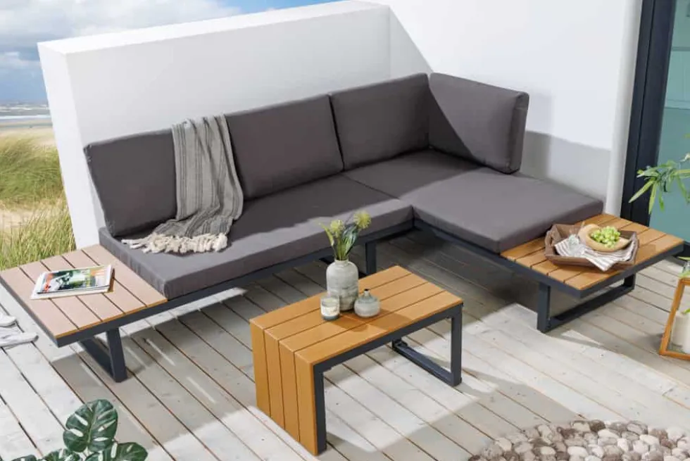 Wetterfestes Gartenmöbel Set IBIZA MODULAR LOUNGE 250cm anthrazit Aluminium inkl. Sitzpolster