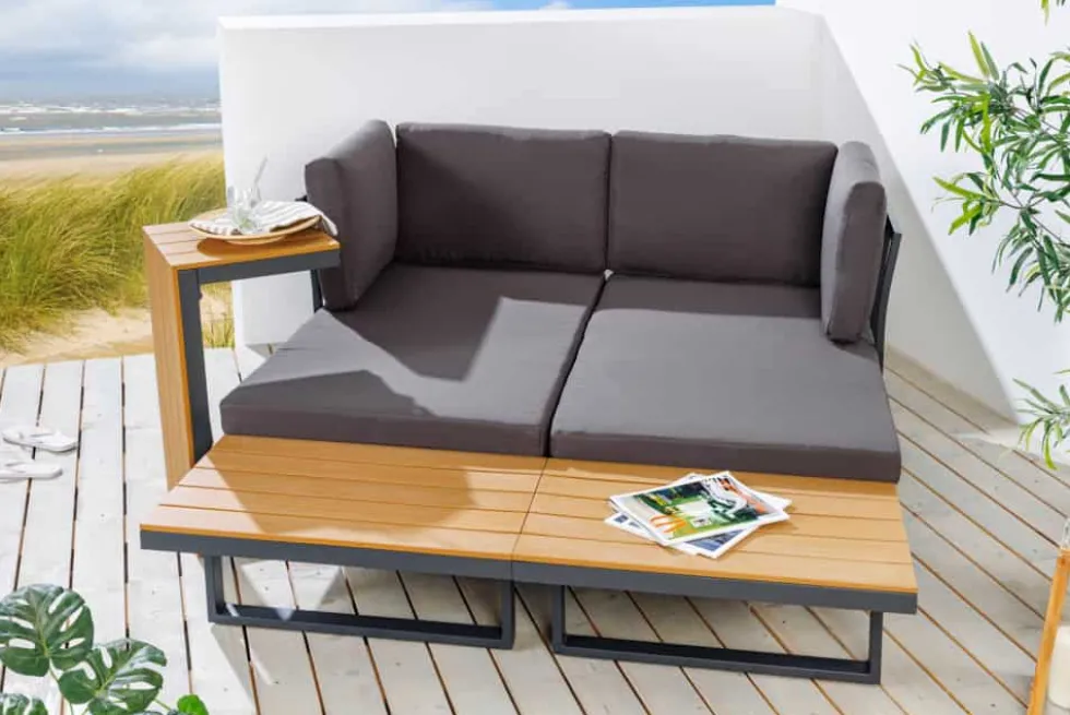 Wetterfestes Gartenmöbel Set IBIZA MODULAR LOUNGE 250cm anthrazit Aluminium inkl. Sitzpolster