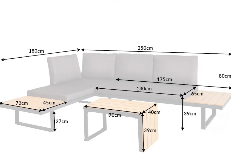Wetterfestes Gartenmöbel Set IBIZA MODULAR LOUNGE 250cm anthrazit Aluminium inkl. Sitzpolster