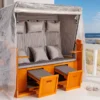 Wetterfeste XXL Strandkorbhülle OSTSEE transparent mit Reißverschluss für 3-Sitzer