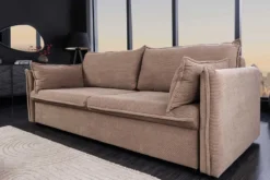 XXL Sofa mit Schlaffunktion APARTMENT taupe Cord inkl. Bettkasten und Kissen