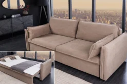 XXL Sofa mit Schlaffunktion APARTMENT taupe Cord inkl. Bettkasten und Kissen