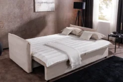 XXL Sofa mit Schlaffunktion APARTMENT beige Cord inkl. Bettkasten und Kissen