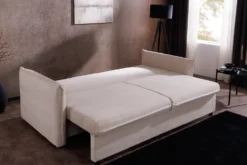 XXL Sofa mit Schlaffunktion APARTMENT beige Cord inkl. Bettkasten und Kissen