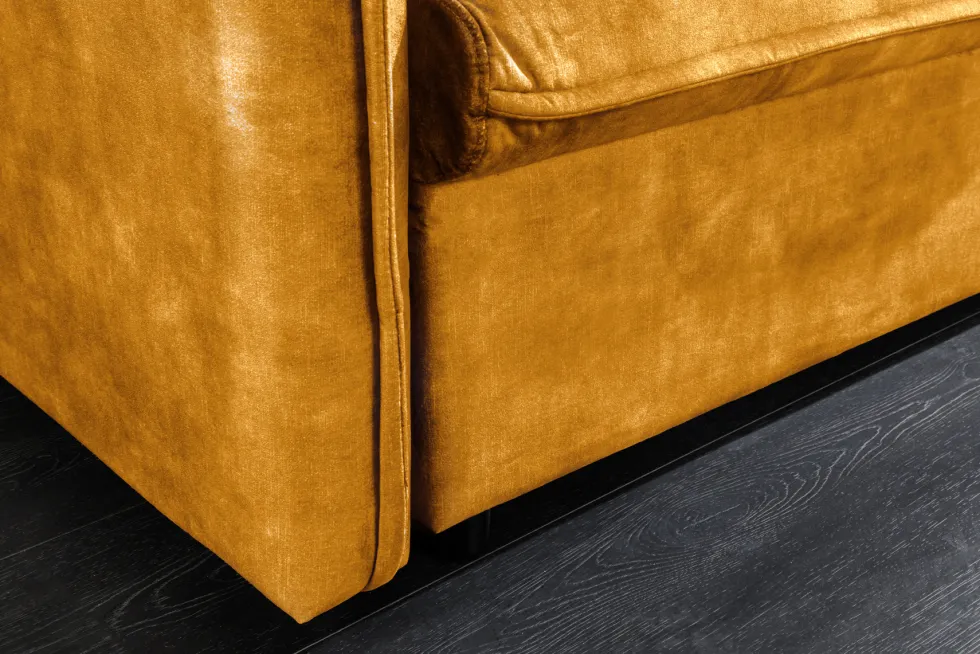 XXL Sofa mit Schlaffunktion APARTMENT senfgelb Samt inkl. Bettkasten und Kissen