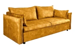 XXL Sofa mit Schlaffunktion APARTMENT senfgelb Samt inkl. Bettkasten und Kissen