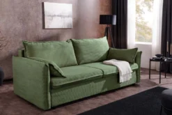 XXL Sofa mit Schlaffunktion APARTMENT grün Cord inkl. Bettkasten und Kissen