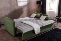XXL Sofa mit Schlaffunktion APARTMENT grün Cord inkl. Bettkasten und Kissen