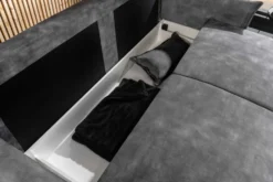 XXL Sofa mit Schlaffunktion APARTMENT grau Samt inkl. Bettkasten und Kissen