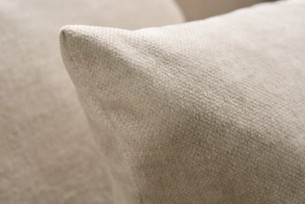 XXL Wohnlandschaft KENT 305cm champagner beige Vogue Velours Samt Federkern mit Hocker