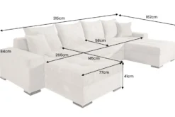 XXL Wohnlandschaft LODGE 315cm grün Cord Sofa mit Schlaffunktion und Stauraum